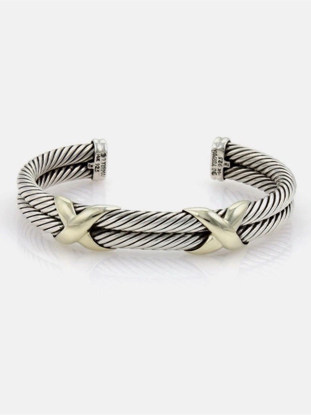 David Yurman Double Cable Cuff Bracelet Double 14k Yellow Gold X’s